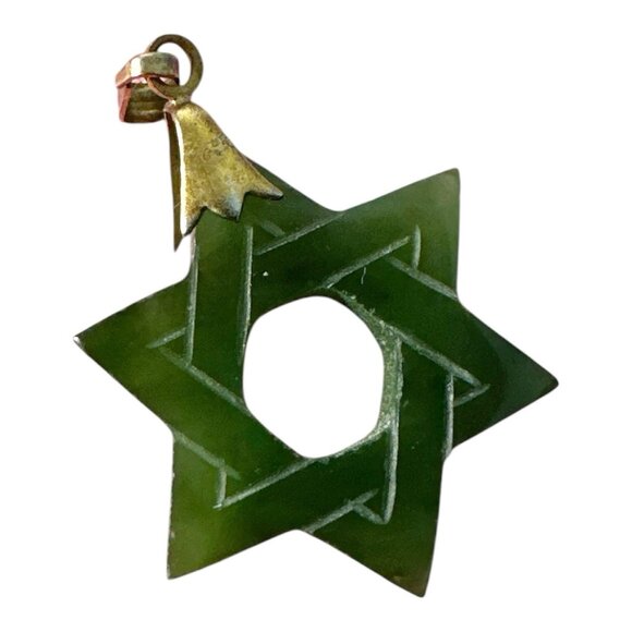 Jade Jadeite Jewish Star Of David Pendant - Picture 1 of 4